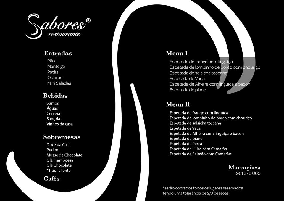 Menu em Restaurante Sabores da Quinta, Quinta do Conde, Av. de