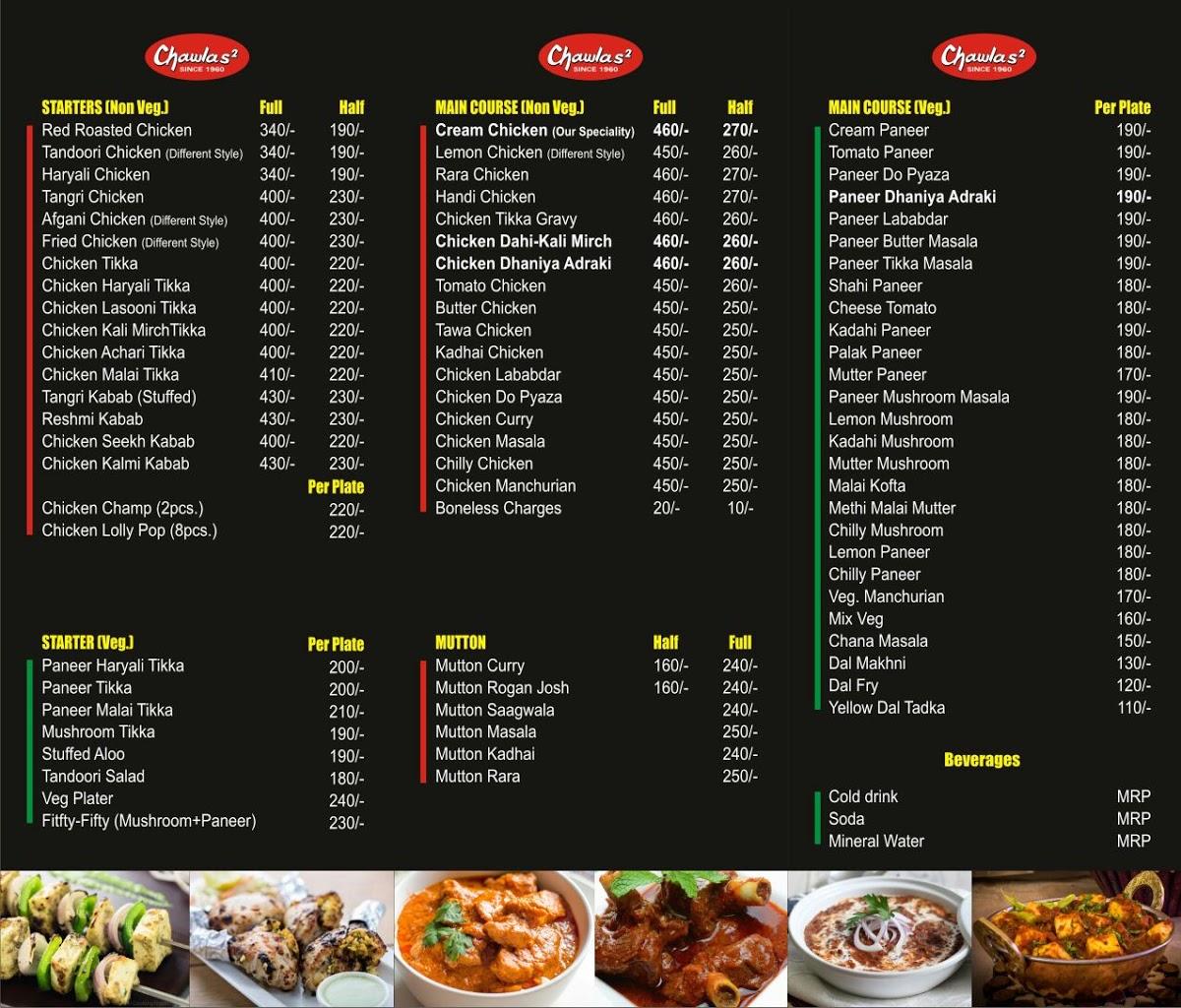 Chawla Chicken Karnal menu