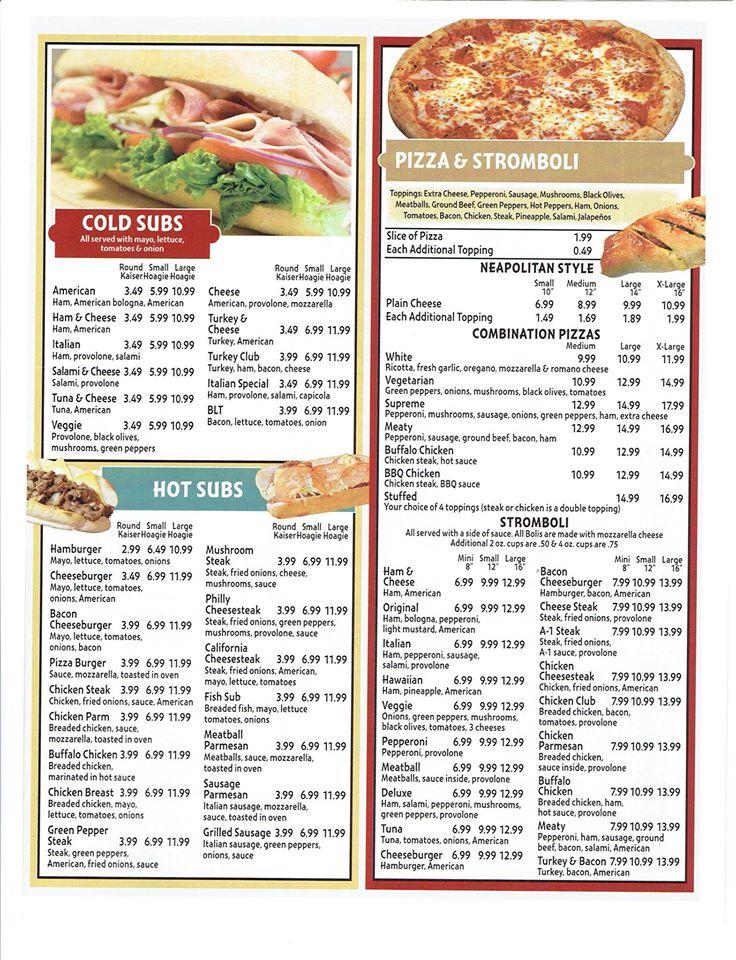 Menu At Pizza Box & Hoagie Shop Pizzeria, Manchester