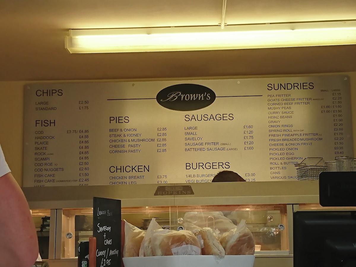 Menu at Browns Finest Fish & Chips Christchurch fast food, Christchurch