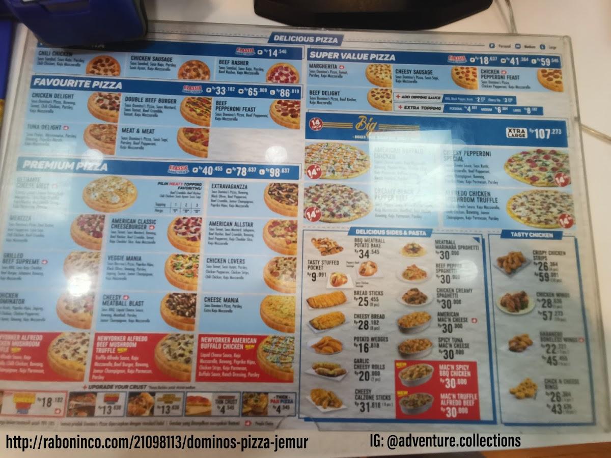 Menu at Domino's Pizza restaurant, Denpasar, Jl. Raya Batubulan