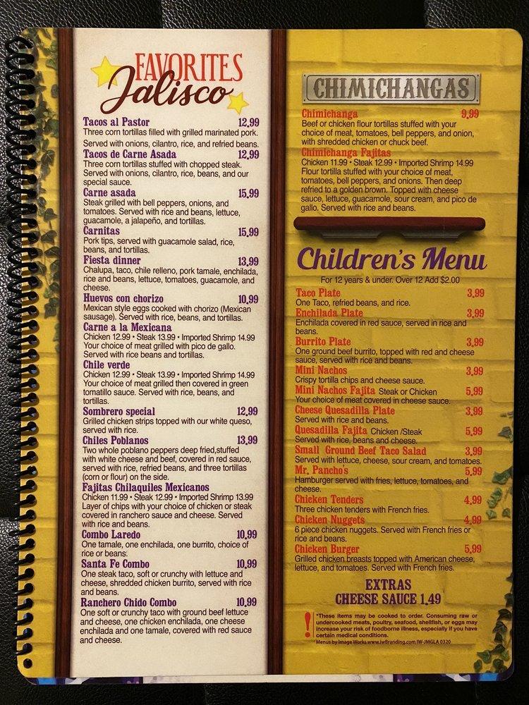 Menu at Jalisco Mexican Grill restaurant, Abbeville