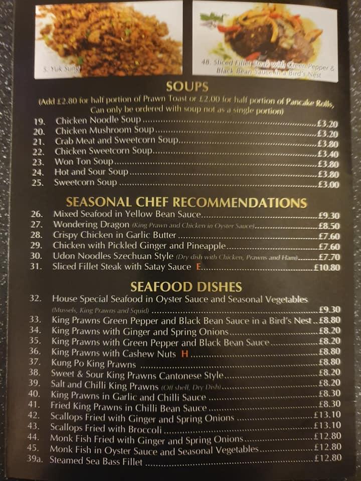 Menu at Wong Kwei Restaurant, AshbydelaZouch
