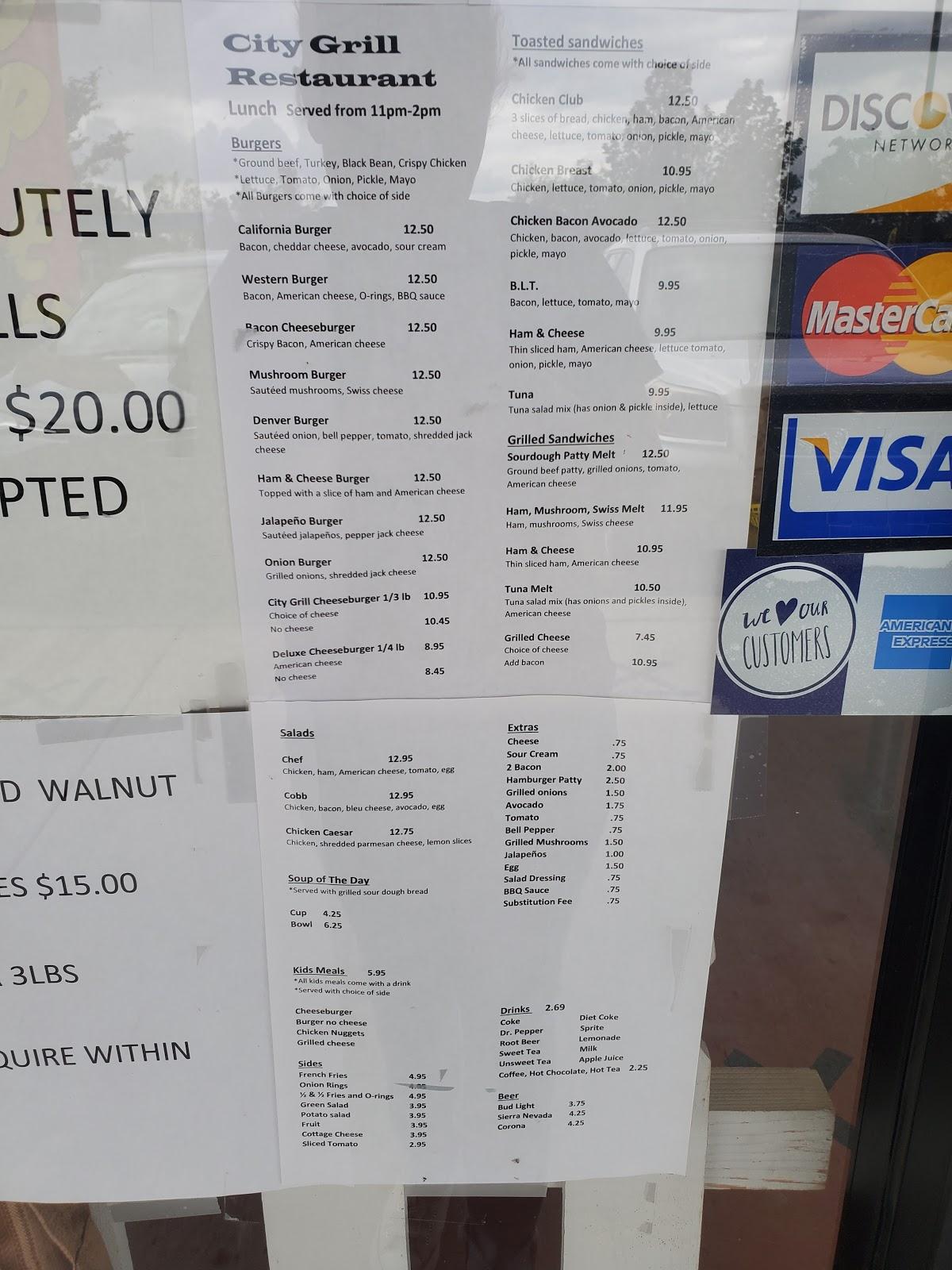 Menu at City Grill restaurant, Wheatland, CA65 210