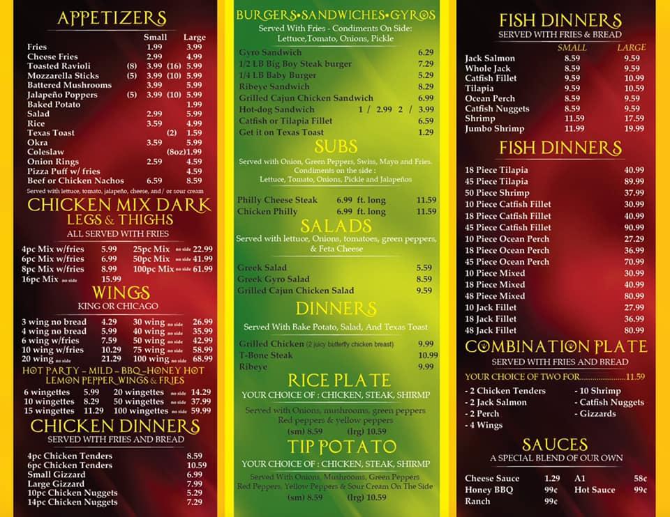 Menu at King Grill restaurant, Overland