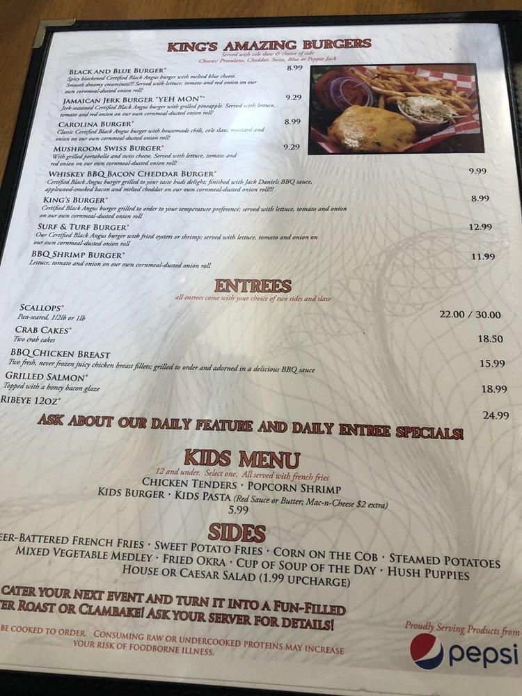 Menu at King's Crab Shack and Oyster bar, WinstonSalem