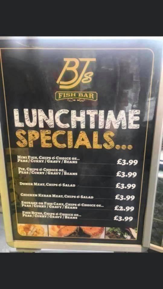 Menu at BJ s Fish Bar Nottingham 48 Main Street