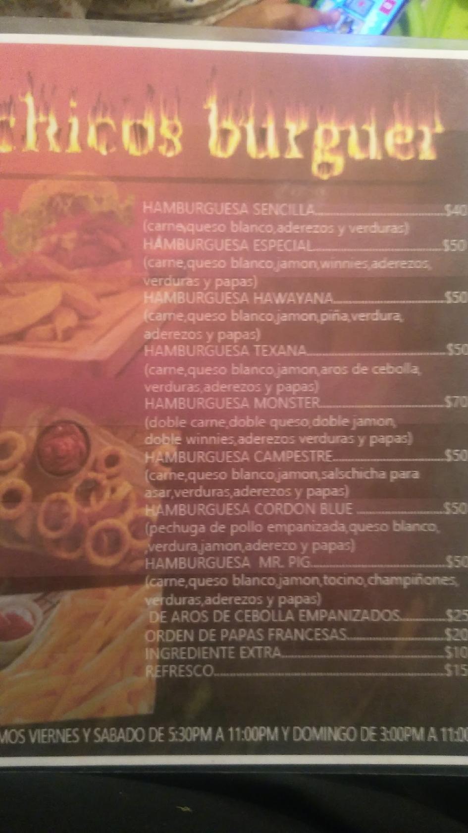 Menu At Chicos Burger Restaurant Ciudad Jiménez