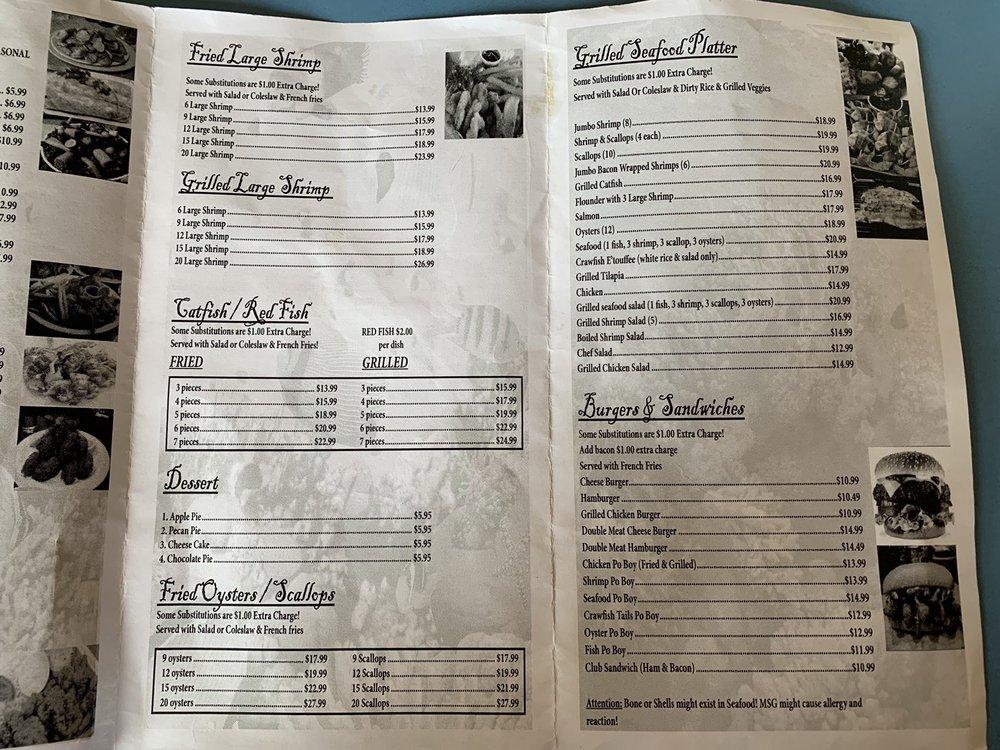 Menu at Seafood restaurant, Beaumont, FM 365