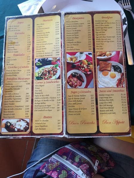 Menu at EL ABUELO GERARDO restaurant, San Miguel de Cozumel