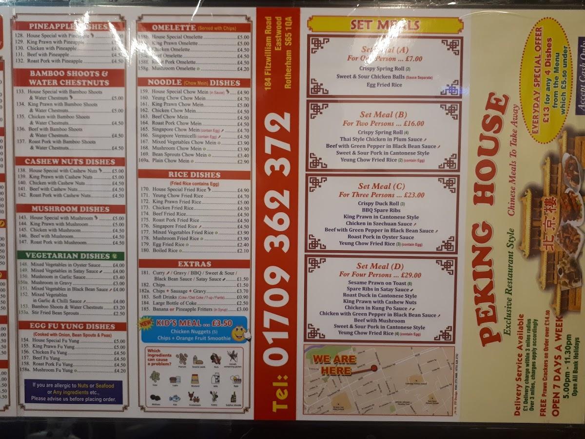 Peking 2024 house menu