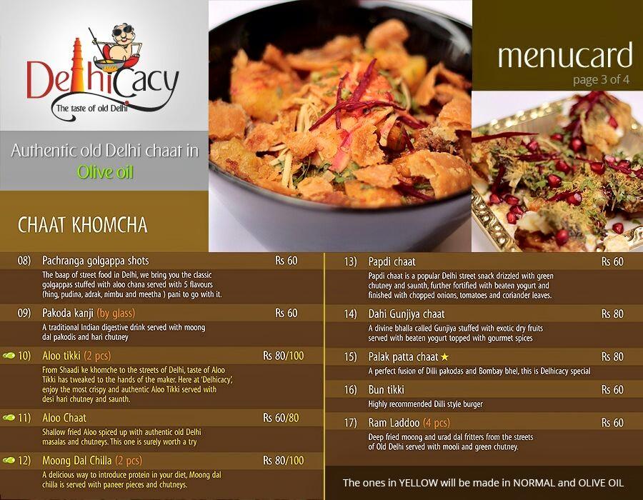 Delhicacy menu