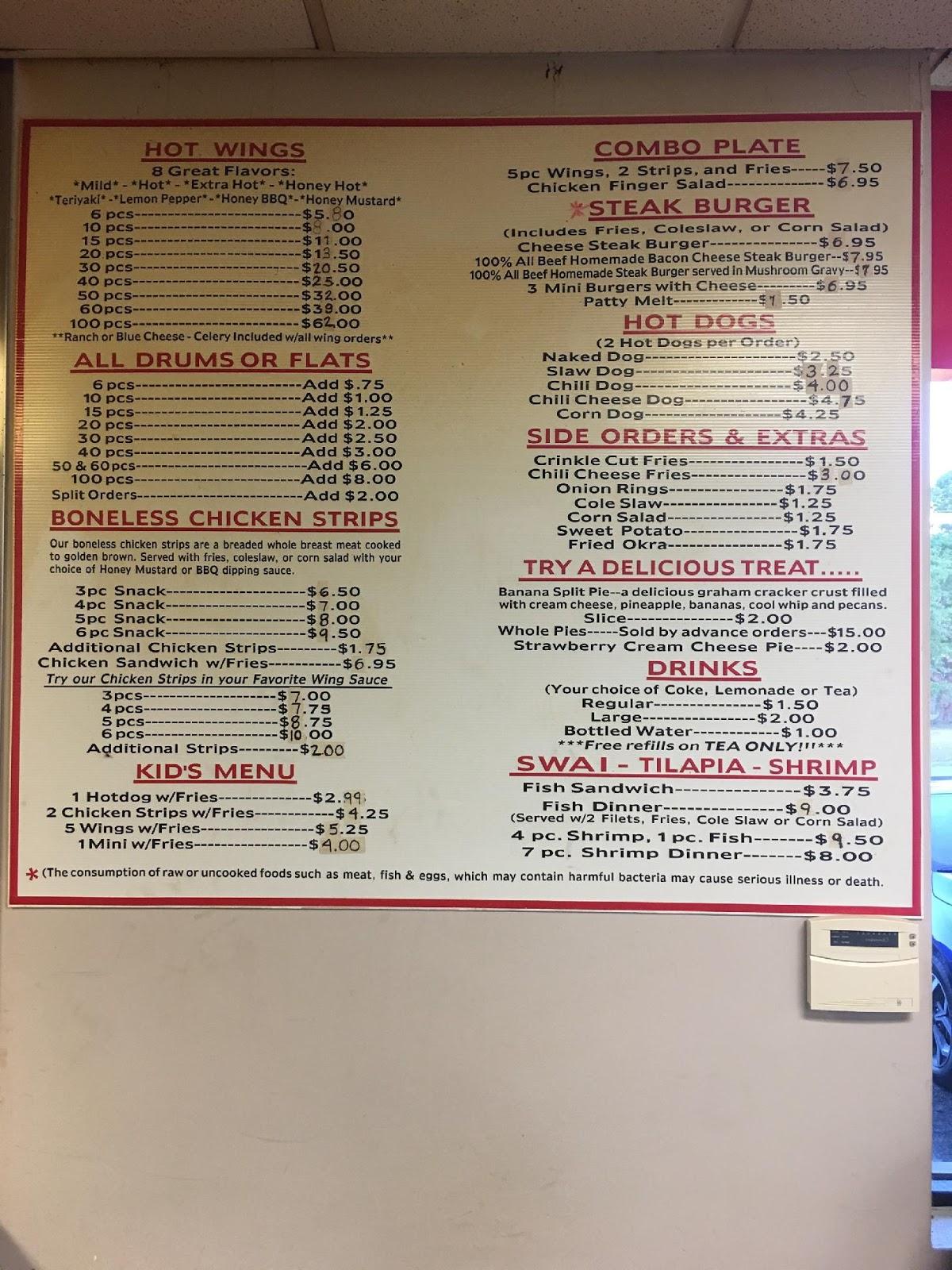 Menu at Felicia's Hot Wings and More restaurant, Wrightsville