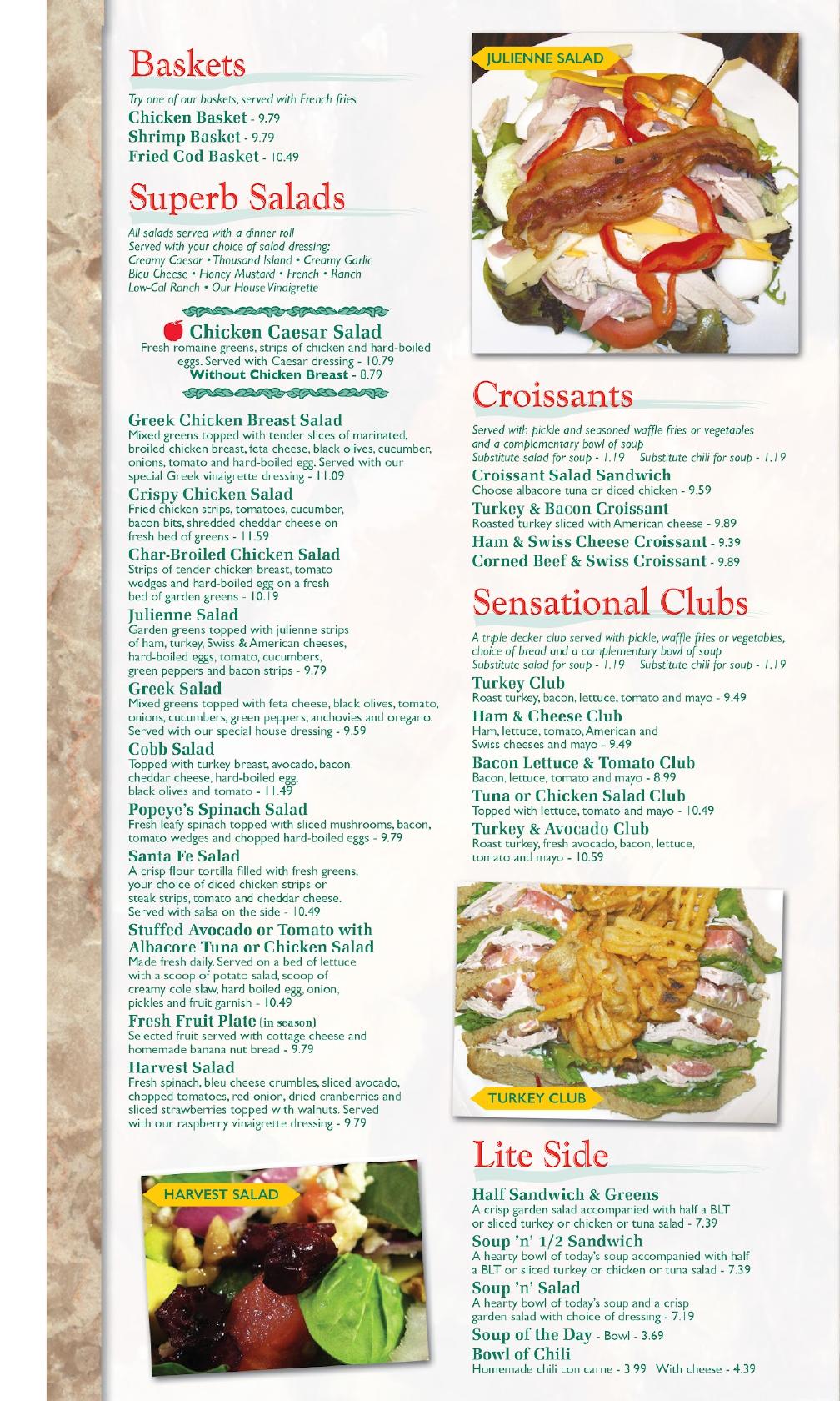Menu at Big Apple Pancake House restaurant, Chicago Heights