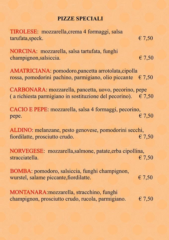 Menu di Pizza Roma 