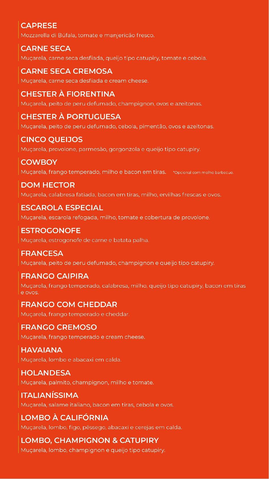 Pizzaria Dom Hector cardápio
