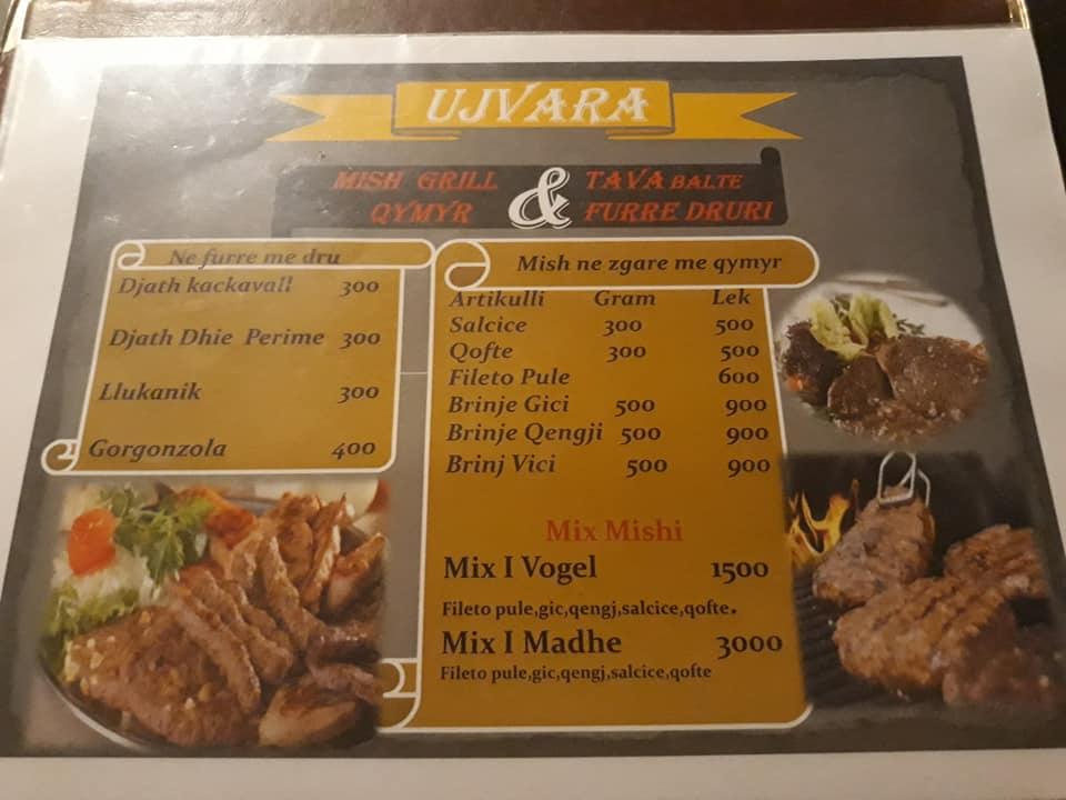 Menu at Ujvara Restaurant, Borsh