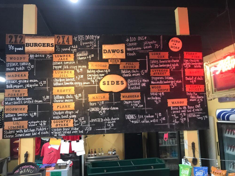 Menu at The Lumberyard restaurant, Roscoe