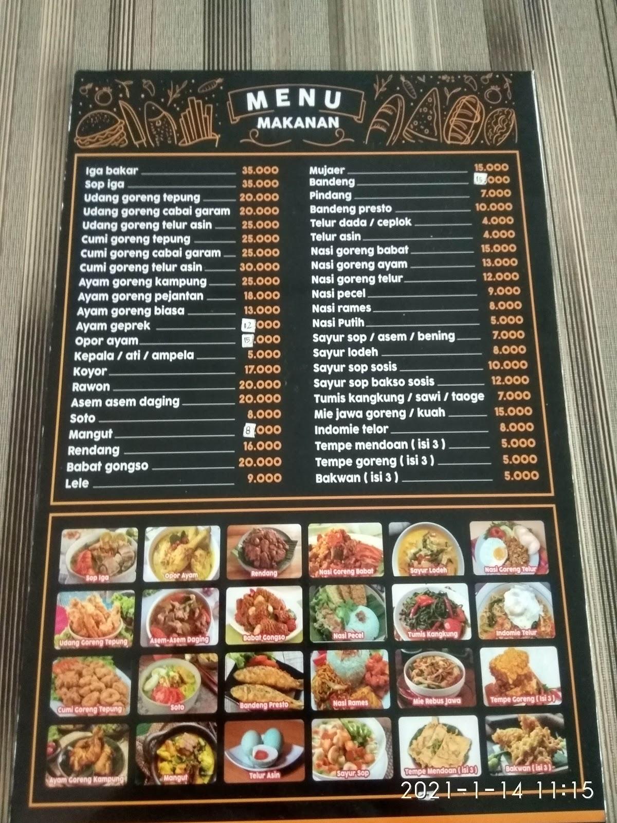 Carta del restaurante RM Dua Putra Soto Ayam, Semarang