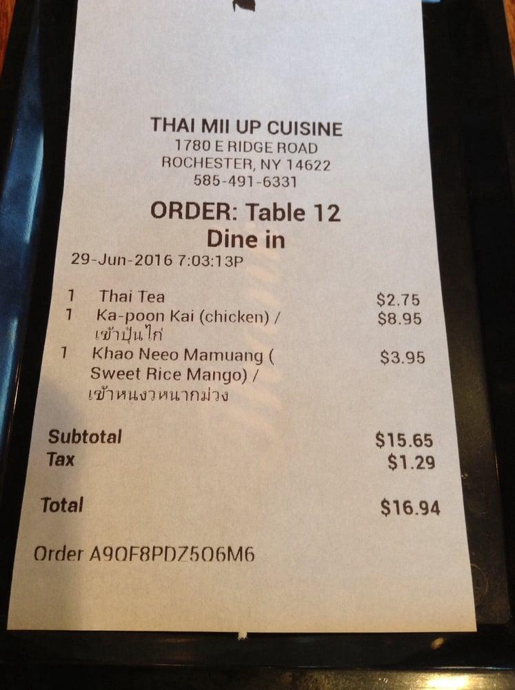 Menu at Thai Mii Up Cuisine restaurant, Irondequoit