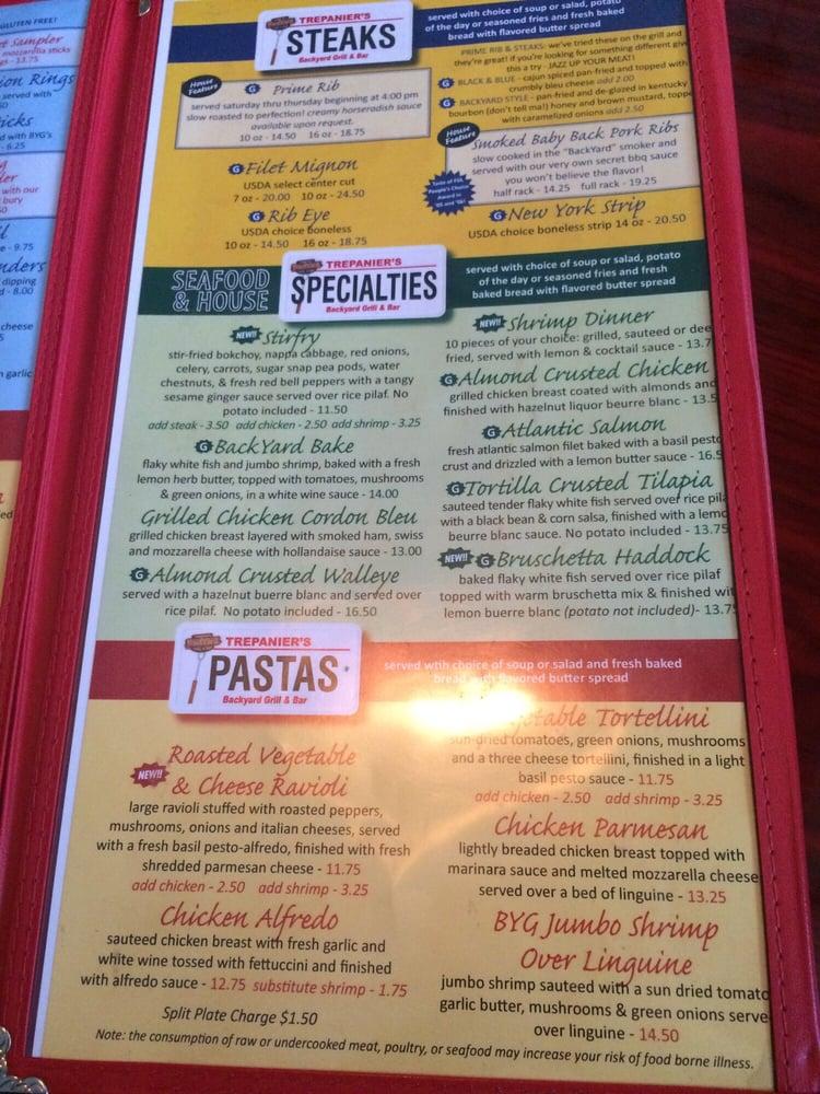 Menu at Kurtev's Backyard Bar and Grill, Fond du Lac