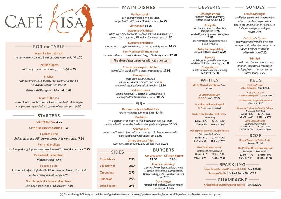 Carta de Cafe Kisa, Auchterarder