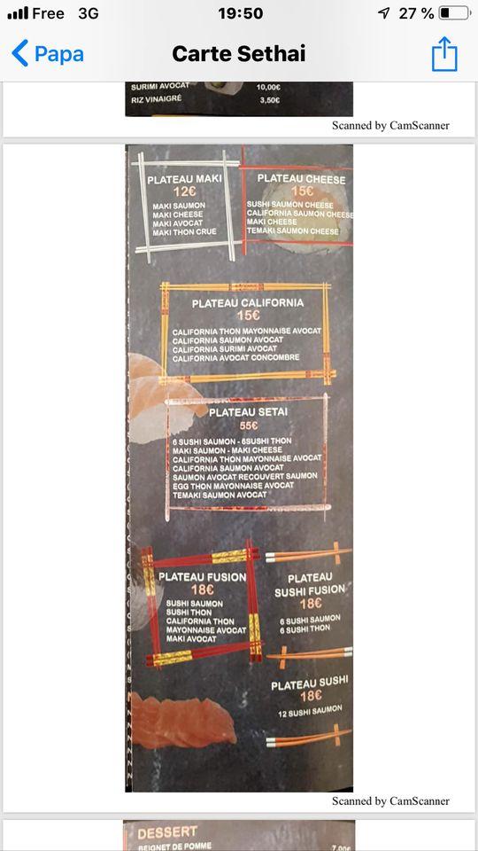 Menu de Setaï