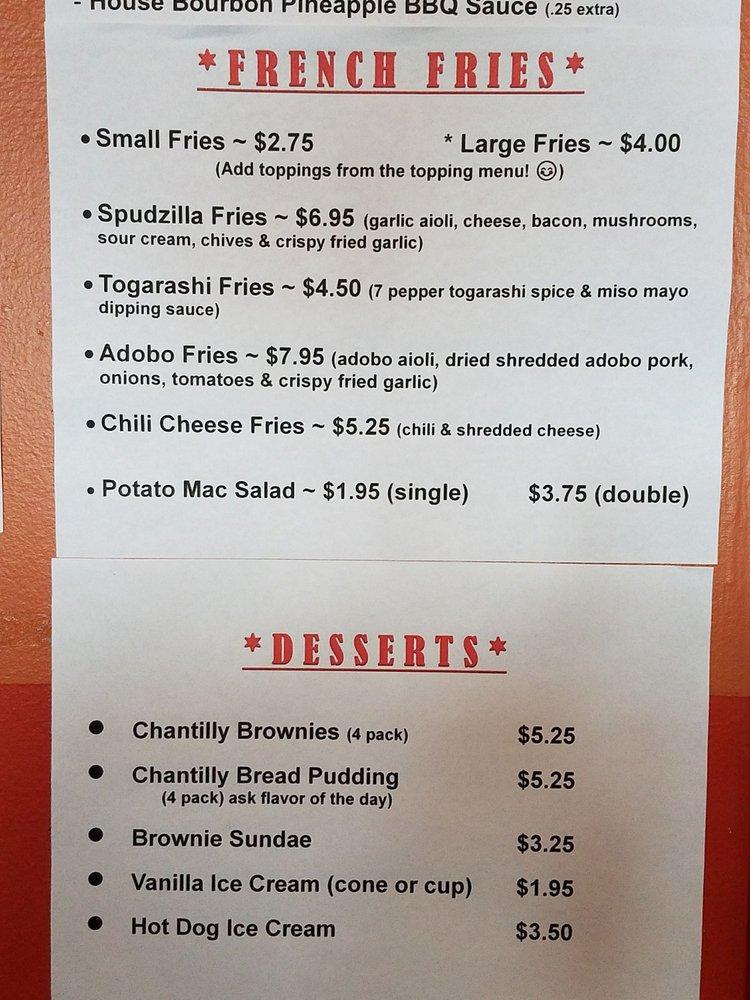 Menu at Big Island Top Dogs restaurant, Hilo