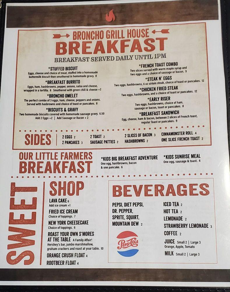 Menu at Broncho Grill House & Bar, Torrington