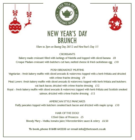 Menu at The Tea Set cafe, Chipping Norton