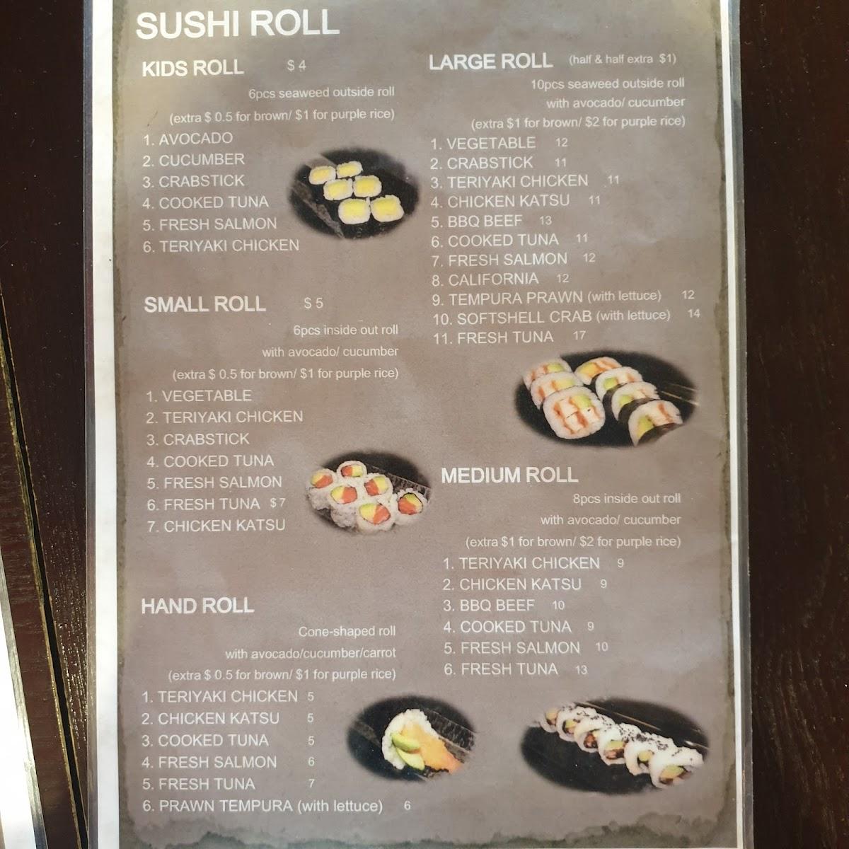 Menu at Aomori sushi restaurant, Caringbah, Shop 2/336338 Kingsway
