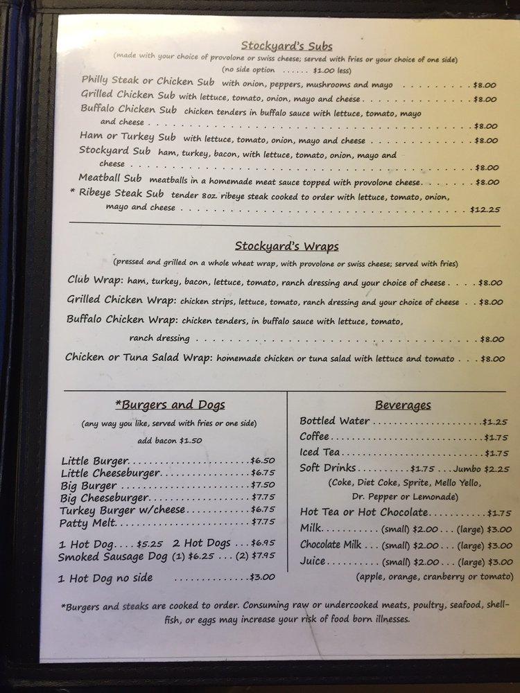 Menu at Stockyard Restaurant, Charlotte, Rozzelles Ferry Rd