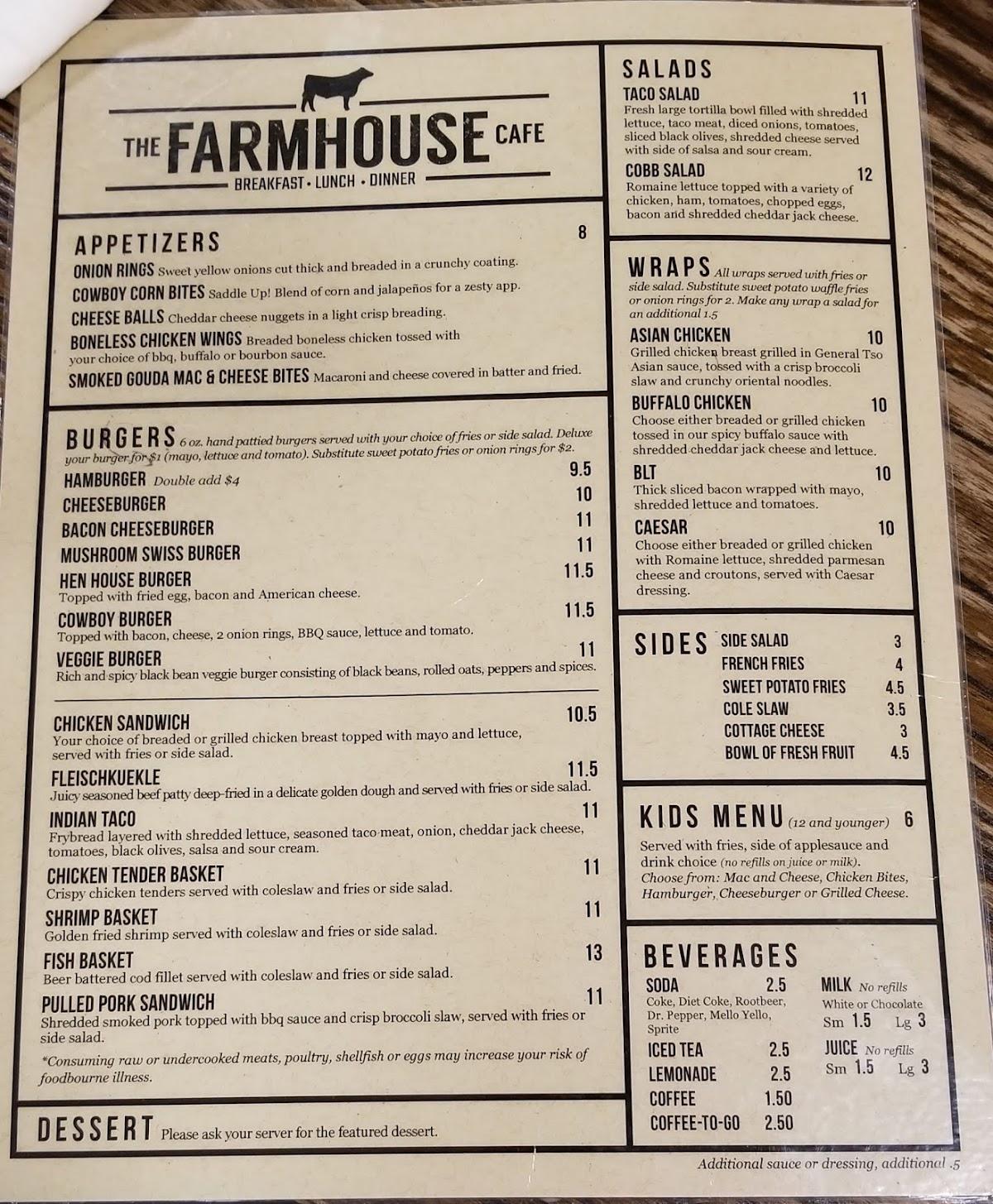 Menu At Farmhouse Cafe Medora