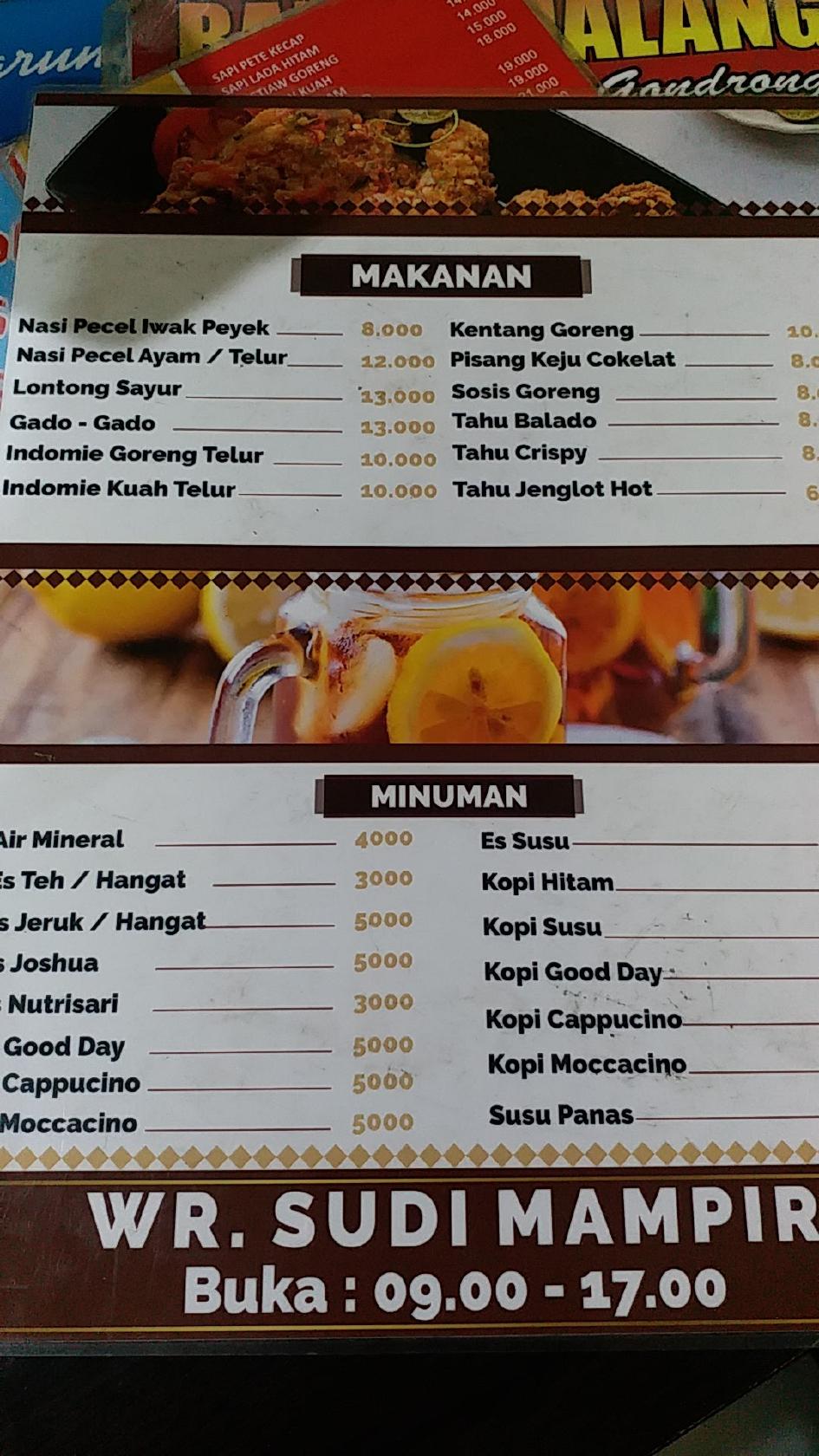 Menu at Genteng Biru Food Centre restaurant, Denpasar