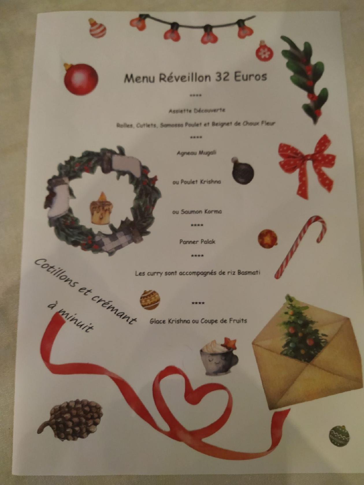 Menu de Restaurant Krishna