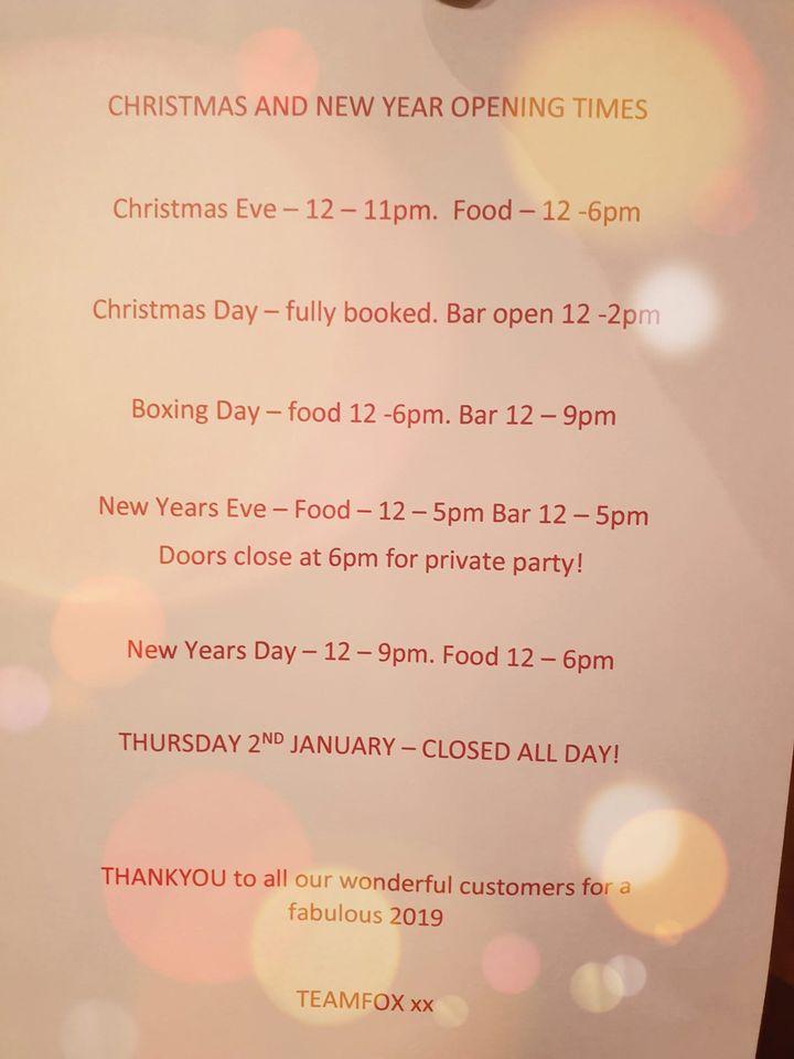 Menu at The Fox Inn pub & bar, Sandbach