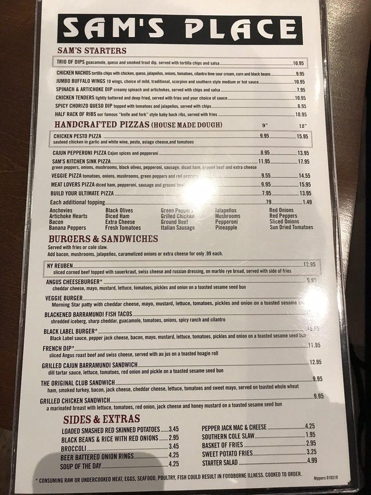 Menu at Sam's Place Nippers Corner pub & bar, Nashville, Old Hickory Blvd