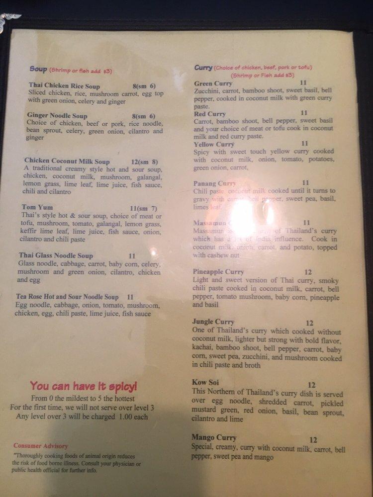 Carta del restaurante Tea Rose Diner, Murray