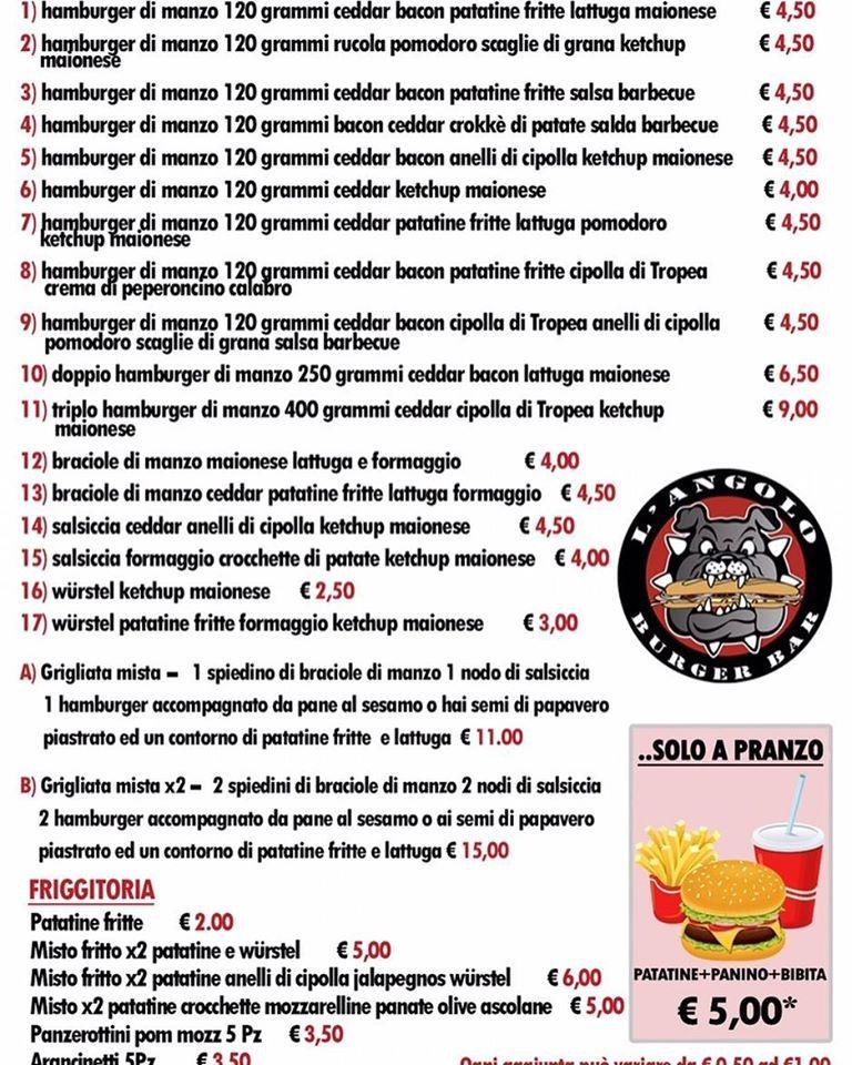 Menu di L'Angolo 