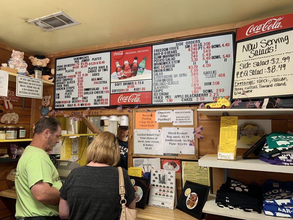 Menu at Poole's BarBQ, East Ellijay