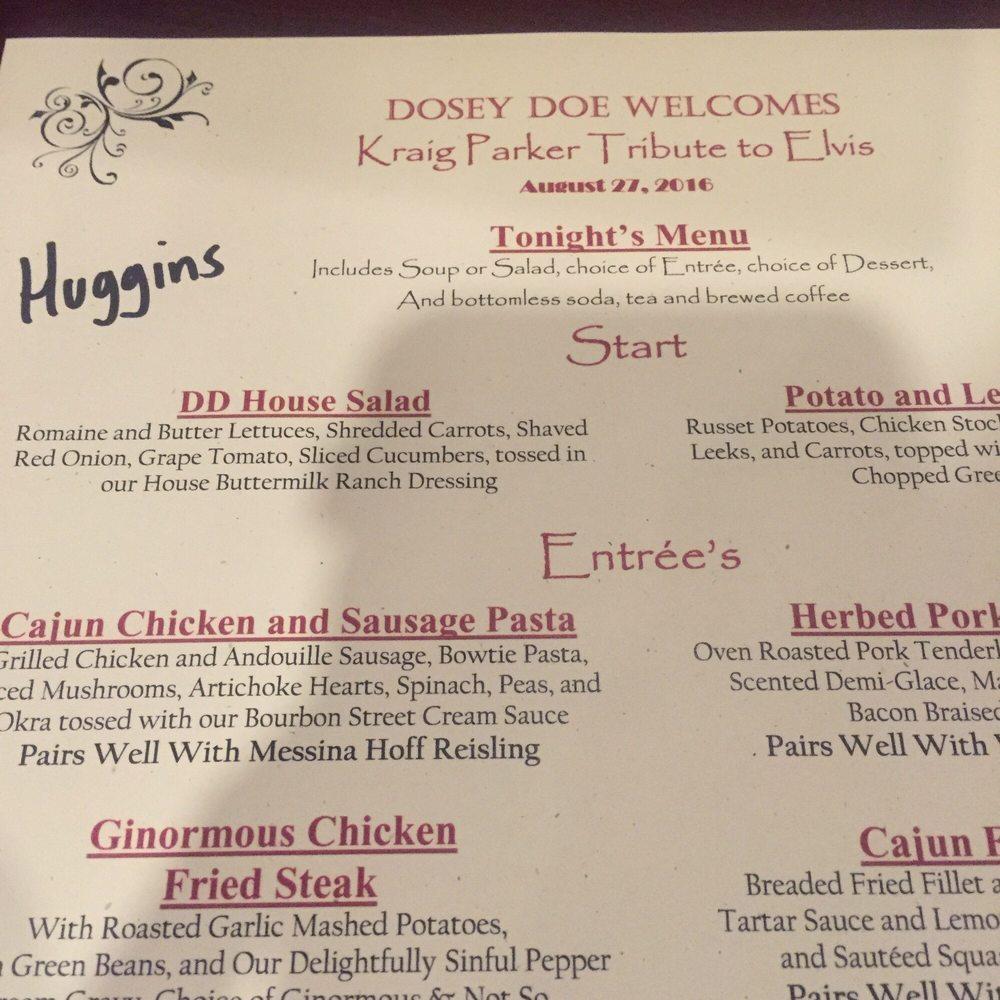 Menu at Dosey Doe - The Big Barn, Spring, Interstate 45 N