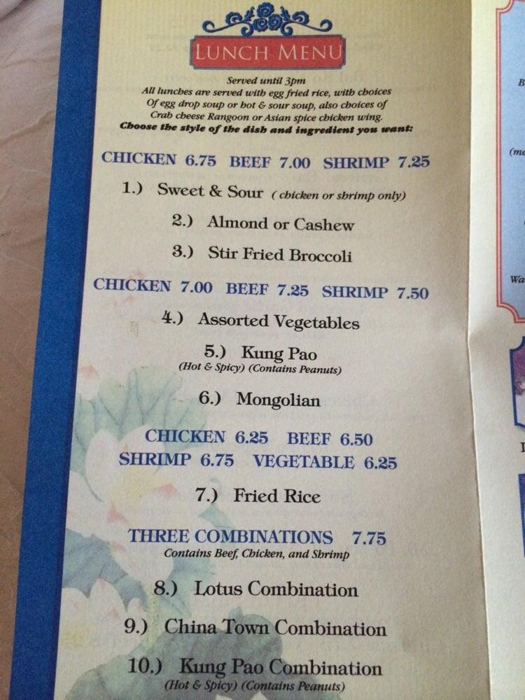 Menu at Lotus Room Chinese Cuisine restaurant, Flint