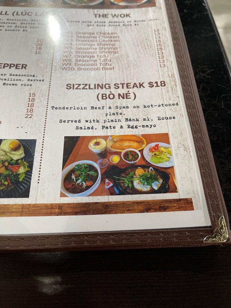 Menu at Saigon Alley Restaurant, Houston