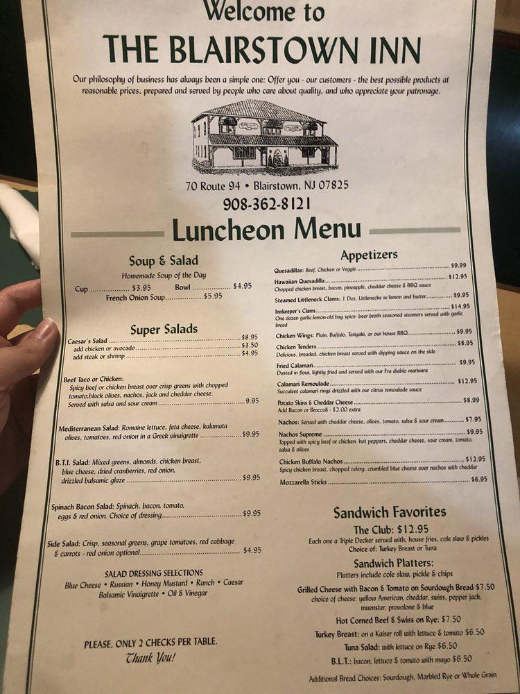 Menu at Blairstown Inn pub & bar, Blairstown, 70 NJ-94