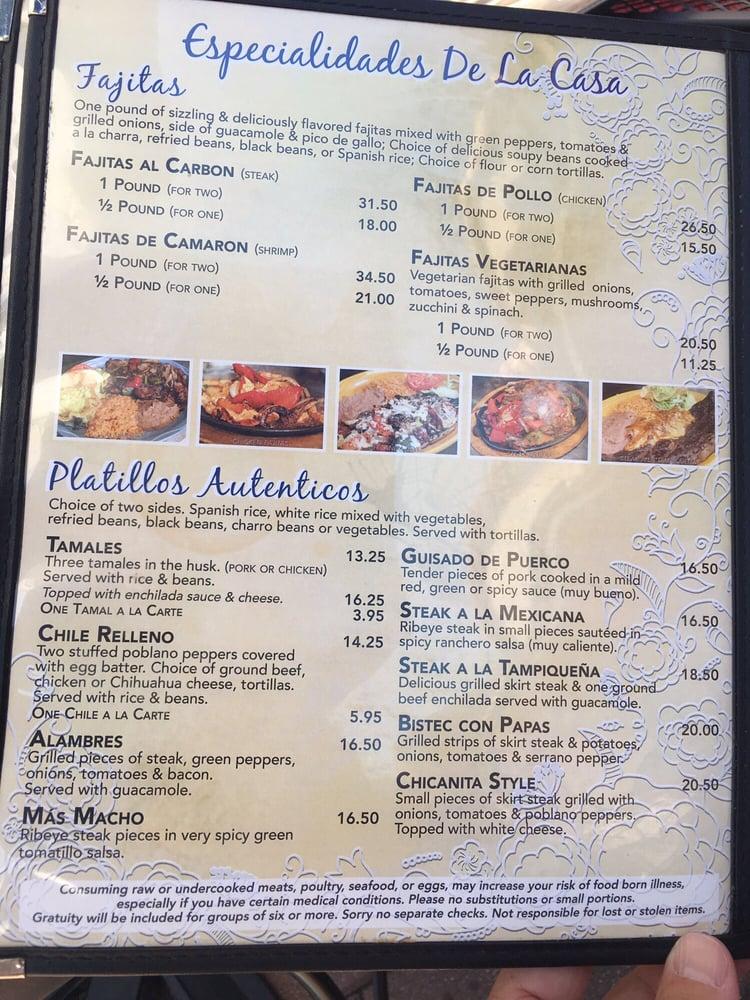 Menu at Javier's Sabor Mexicano & Agave Bar, Arlington Heights