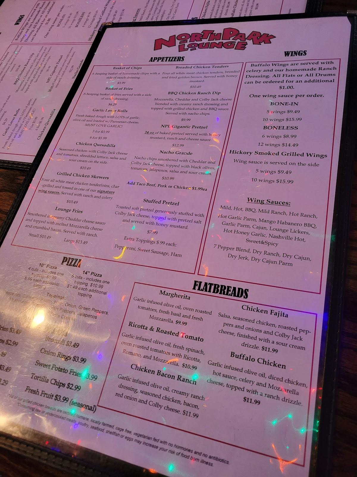 Menu at North Park Lounge McCandless restaurant, Pittsburgh, Babcock Blvd
