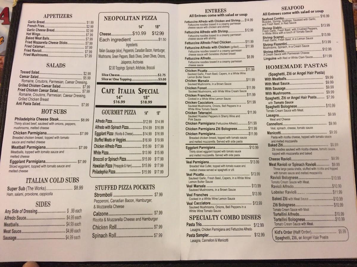 Menu at Cafe Italia, Corpus Christi, S Staples St 200