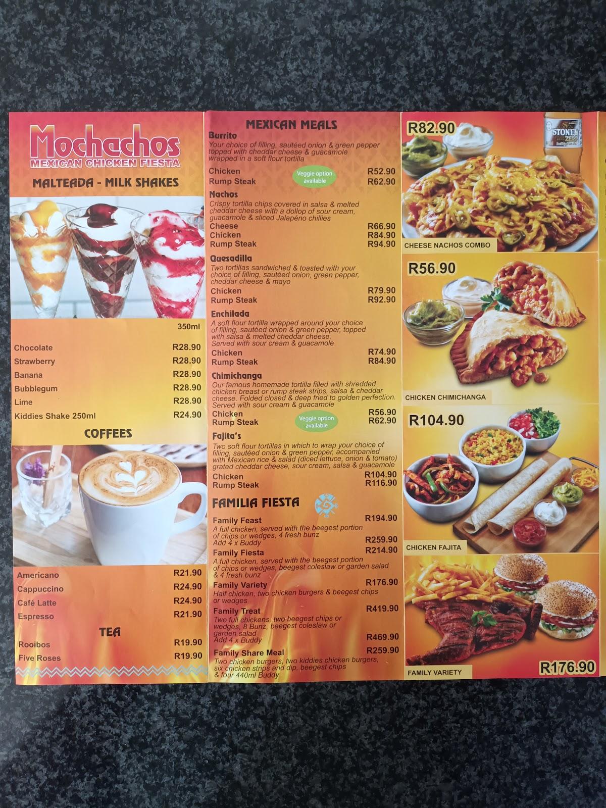 Menu au Mochachos Bloemfontein restaurant, Bloemfontein