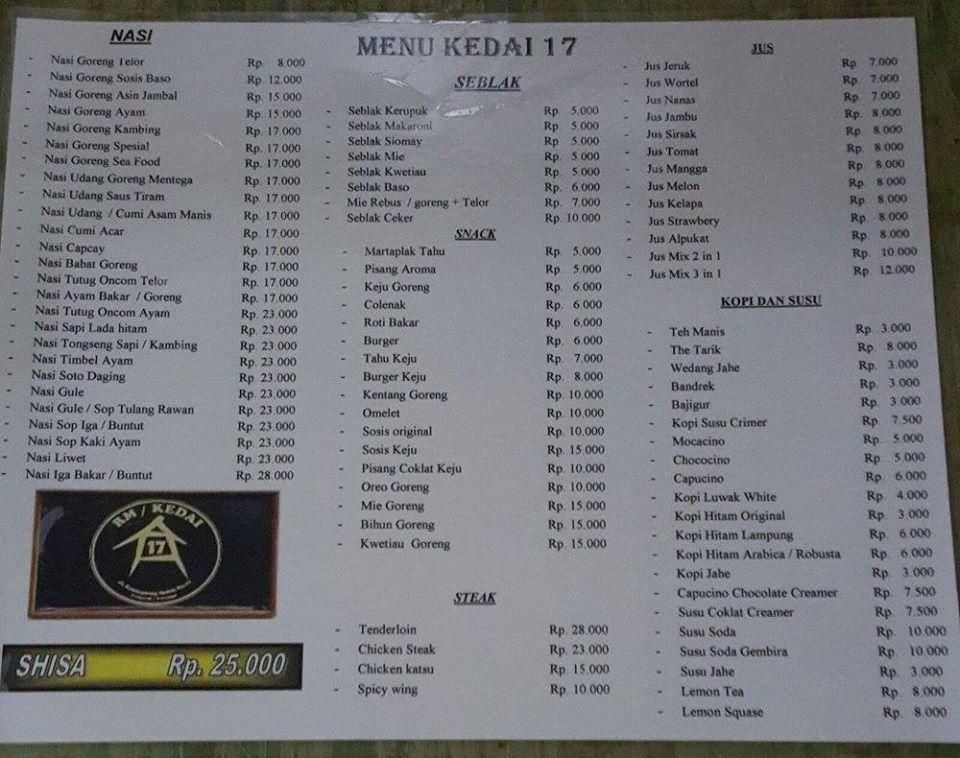 Menu 17