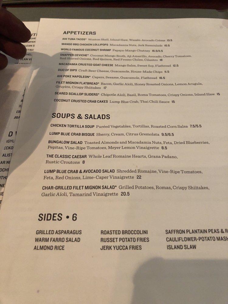 Menu at Tommy Bahama Restaurant, Bar & Store, Sarasota